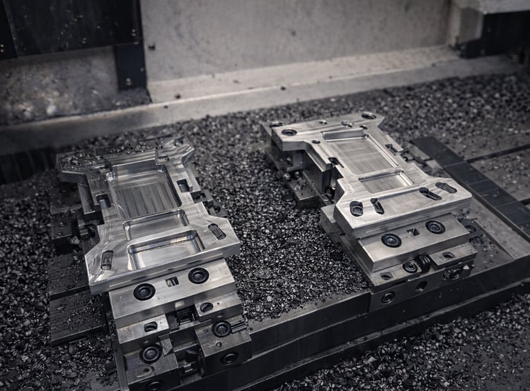 CNC-gefertigte Präzisionsbauteile aus Metall auf einer Werkzeugmaschine in der Fertigung