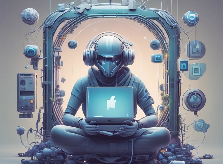 A dynamic collage of social media icons glowing with neon colors.