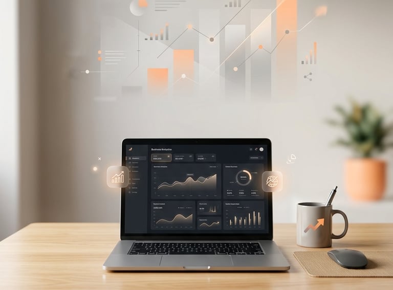 Immagine di workspace digitale minimal con laptop, rappresenta il concetto di iniziare un business o