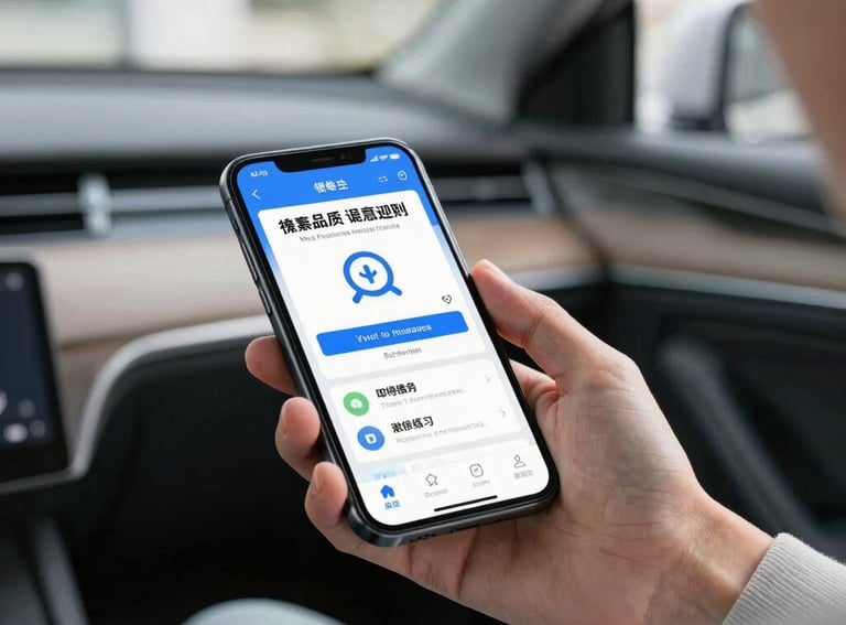 A photograph of a person using a mobile app to manage their vehicle insurance in a bright, modern North American interior, conveying ease of use.