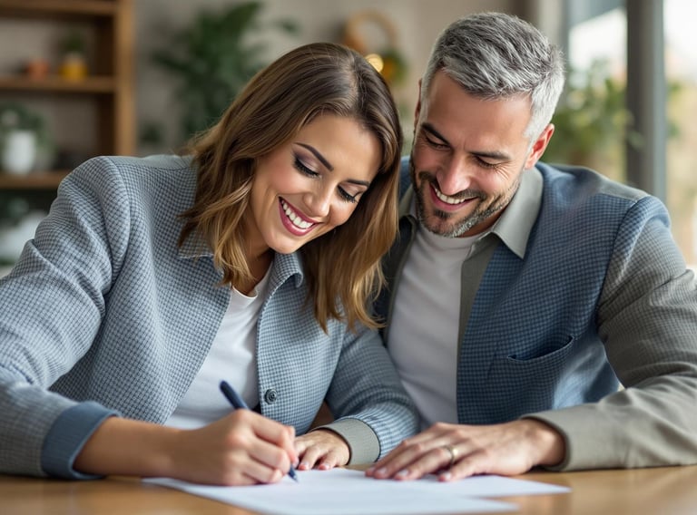 a couple signing for a conventional loan