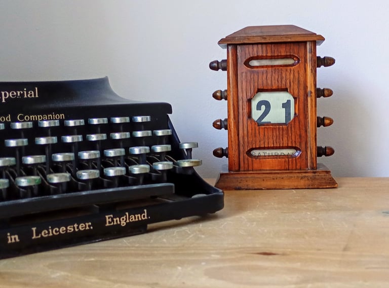 Vintage typewriter with a calendar
