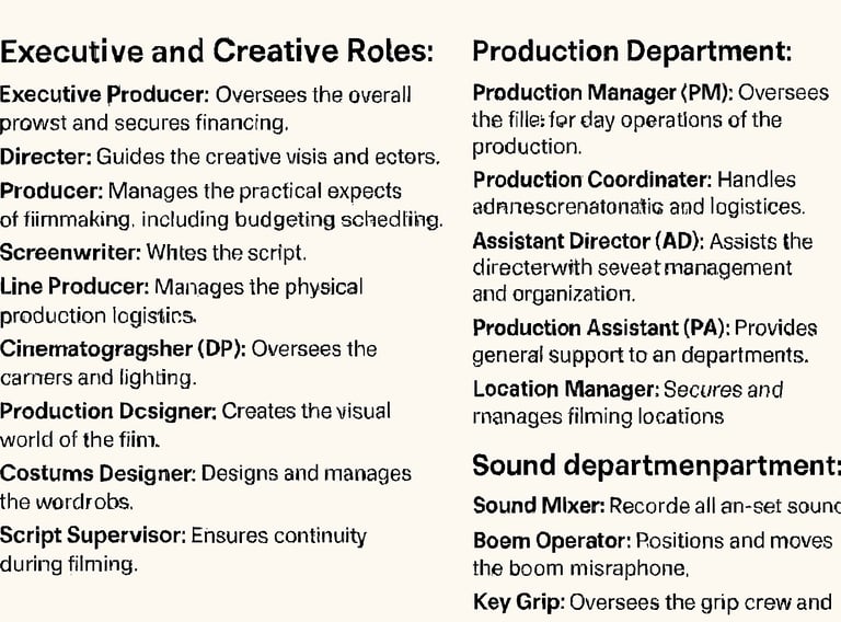 Production staff for film, video, and Live events