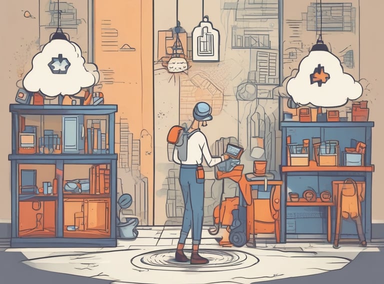 A welcoming workspace with a laptop displaying community dashboards and templates.