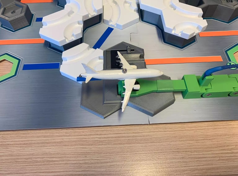 zoom sur un avion imprimé en 3D pour le mécanisme final du jeu