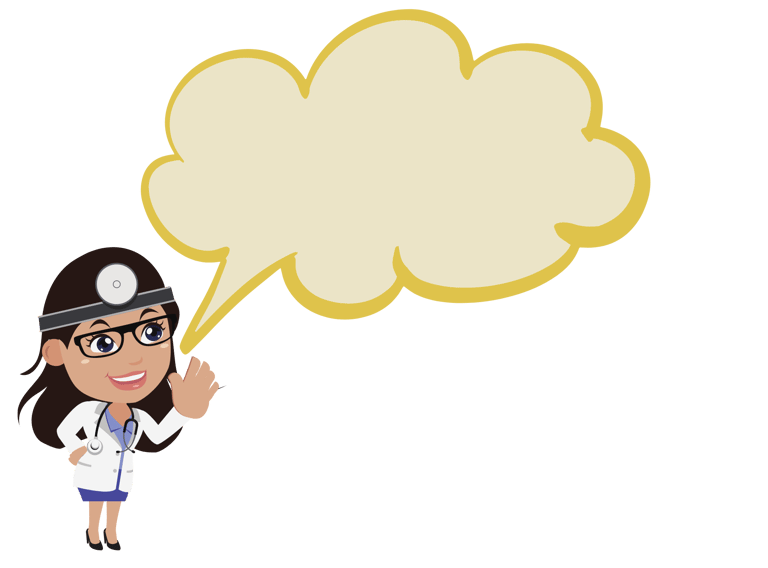 a cartoon doctor with a speech bubble bubble