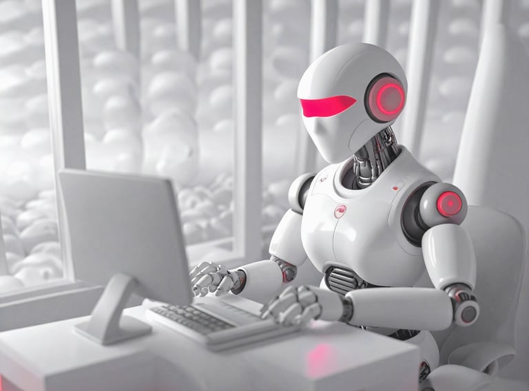 A humanoid robot handles processes automatically and super efficiently.