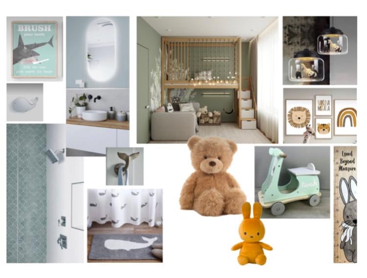 Planche d'ambiance d'une chambre d'enfant