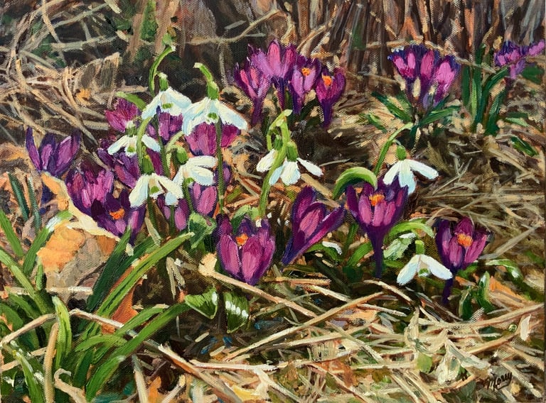 SNOW DROPS - Painting by Mary Morey