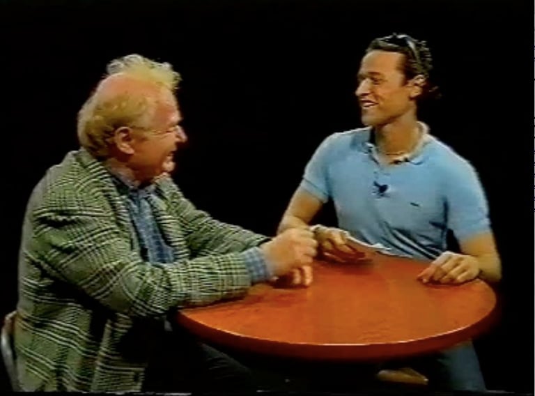 Raphaël Pathé interviewing an artist on Canalwaweb at the Paris Studio in France