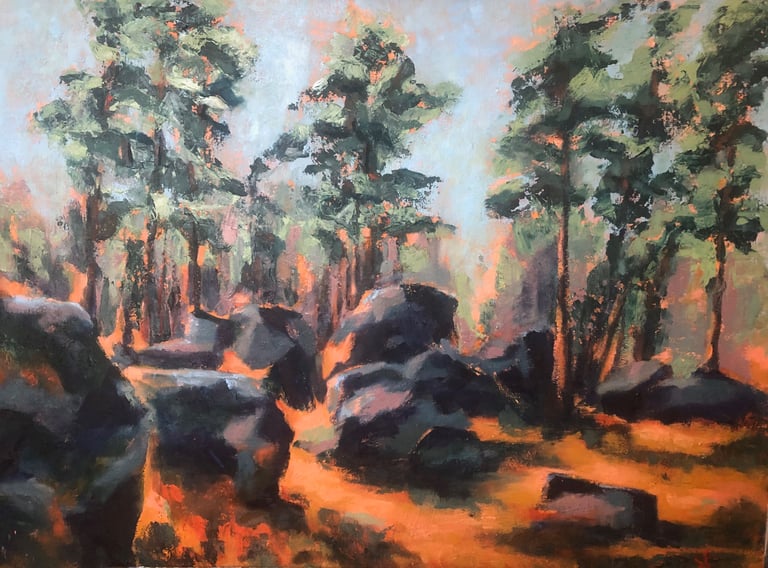 sybille ingold peintre Rochers du Mont Ussy Forêt de Fontainebleau