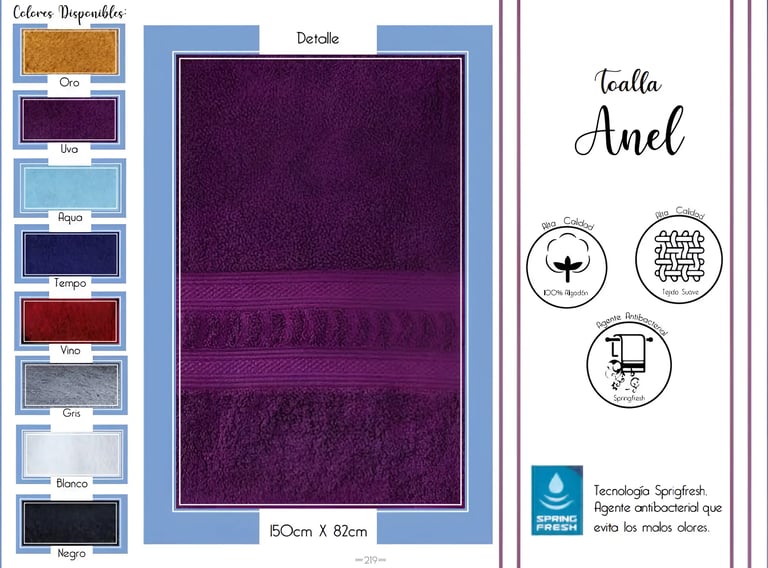 Toallas de multiples colores modelo Toallas Anel de la marca Colchas Primavera