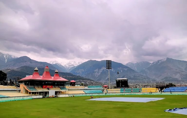 Dharamshala cricket stadium in Himachal Pradesh.