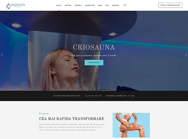 A website designed for criosauna iasi