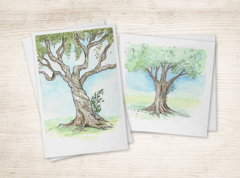 Cards of ink drawings