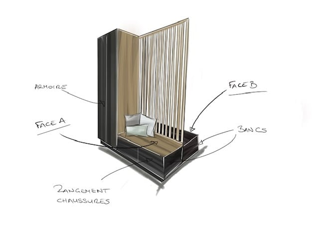 Croquis meuble sur mesure