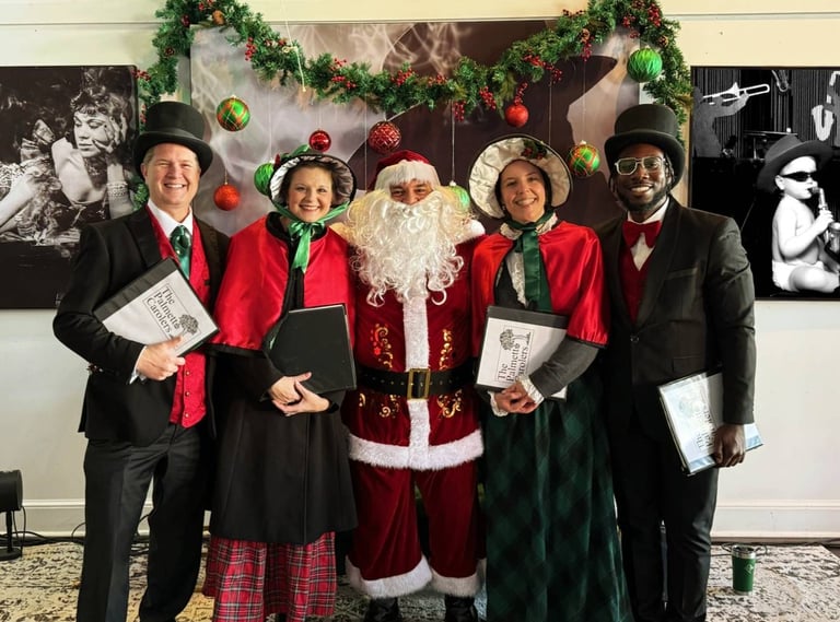 a group of people dressed in santa claus claus claus costume