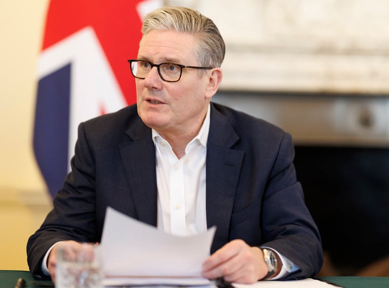 Prime Minister Sir Keir Starmer at his desk