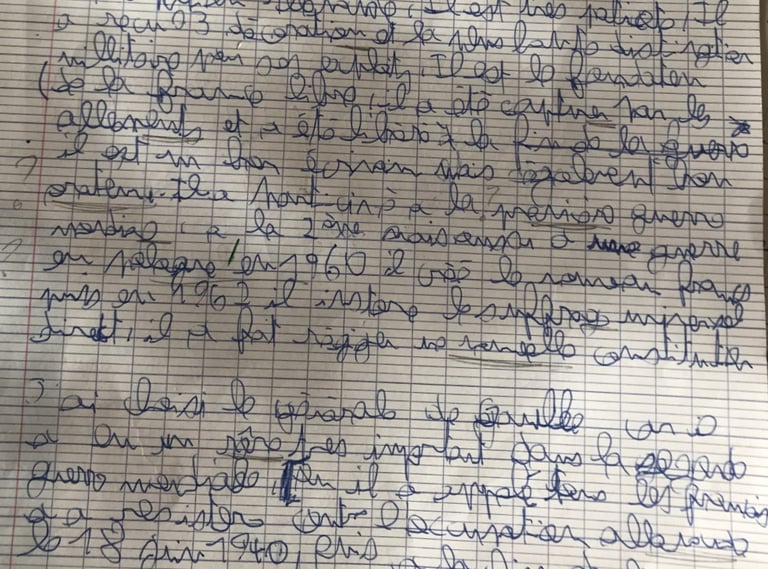 Ecriture avant rééducation