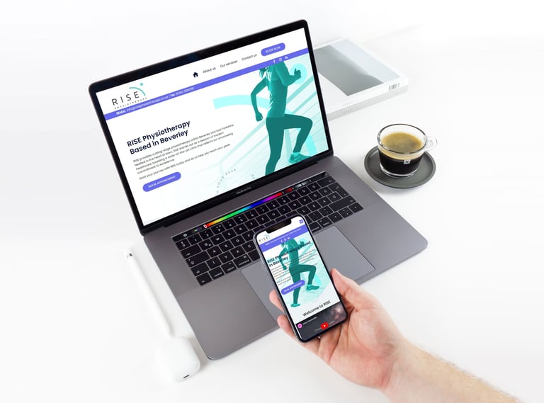 A laptop and phone showing Rise Physiotherapy Website