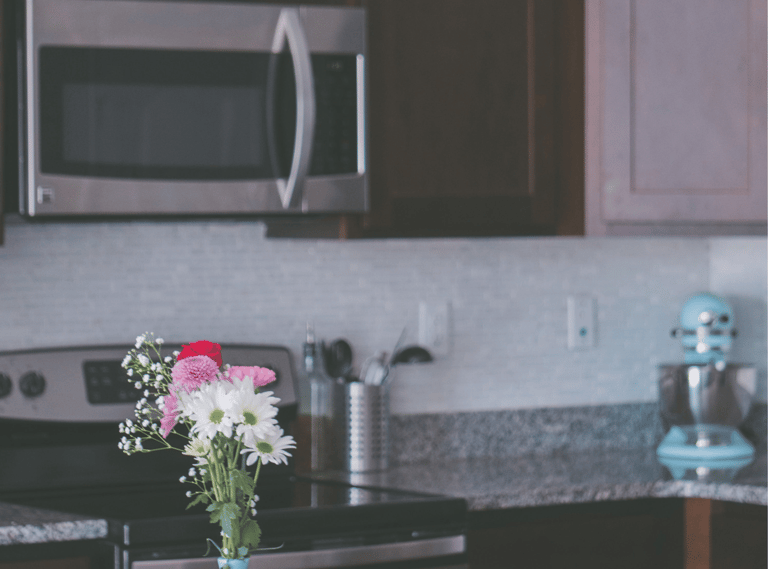 Beautifully restored and polished granite kitchen countertops