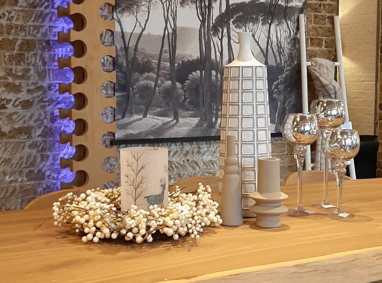 a dining table Christmas decorations