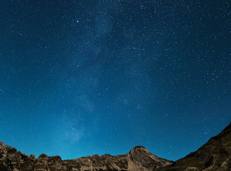 Starry night sky above the mountains