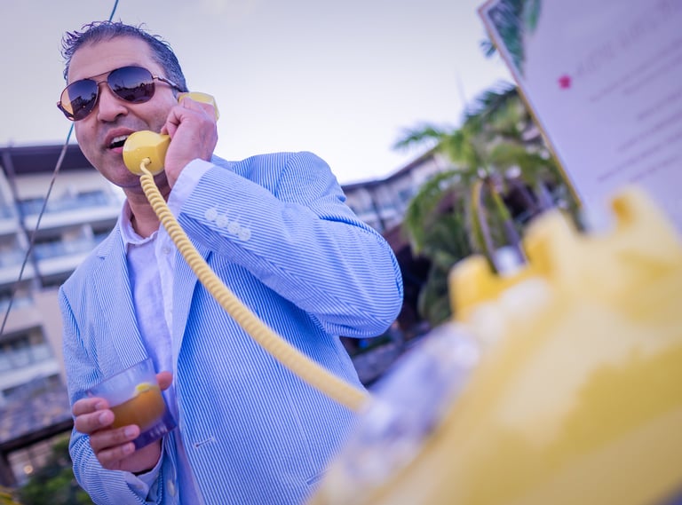 DJ Chase at a Wedding while on the phone in Cancun Mexico