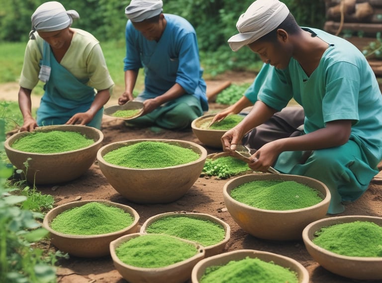 A cargo ship loaded with containers leaving an Indian port at sunset.