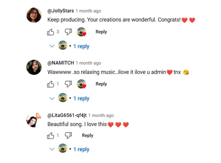 YouTube comments on Silent Tears Song