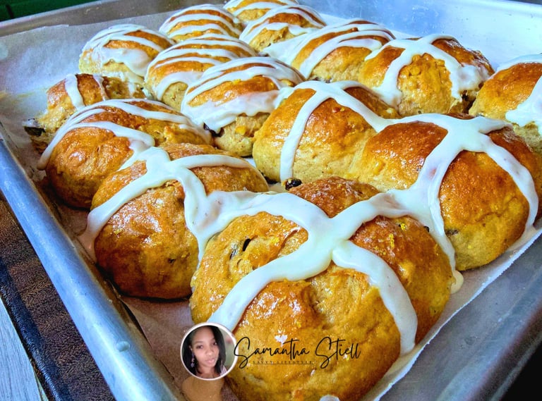 Eggless Hot Cross Buns