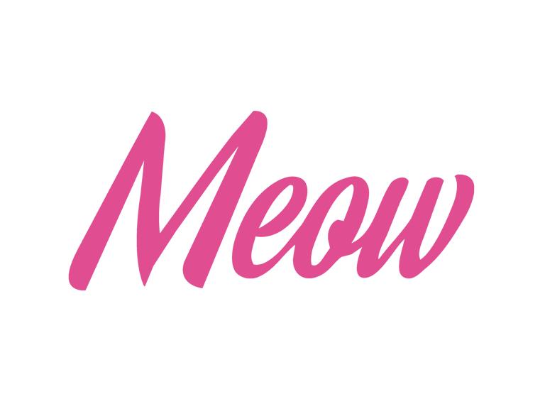 Logo tipográfico de Meow Dj en colores rosa