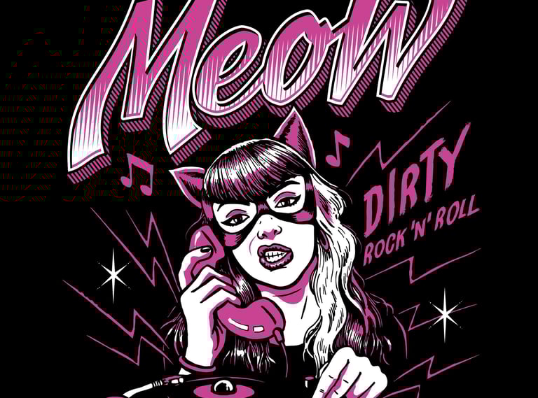 Dibujo con logo Dj Meow comic