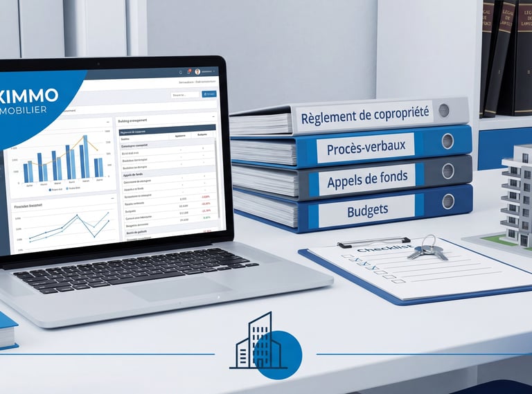image représentant la gestion administrative d'une copropriété avec le logo niximmo