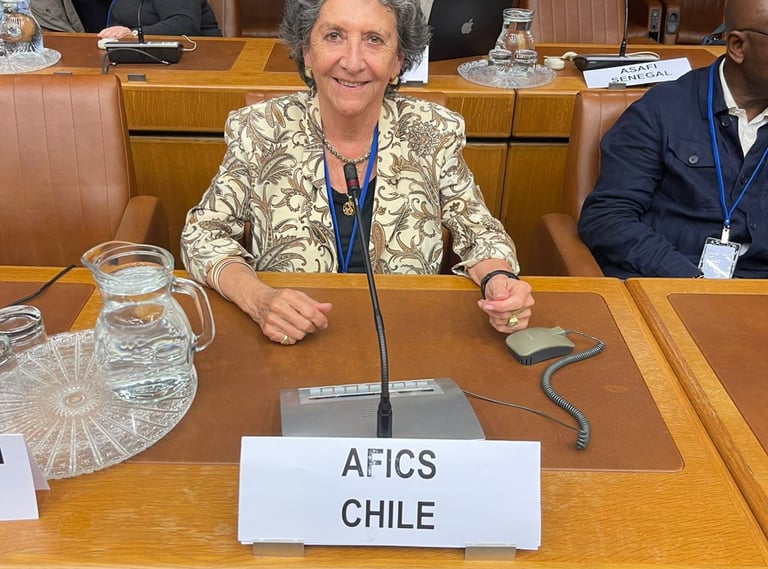Adriana Gomez, Presidenta AFICS Chile en reunión FAFICS Viena, Julio 2025