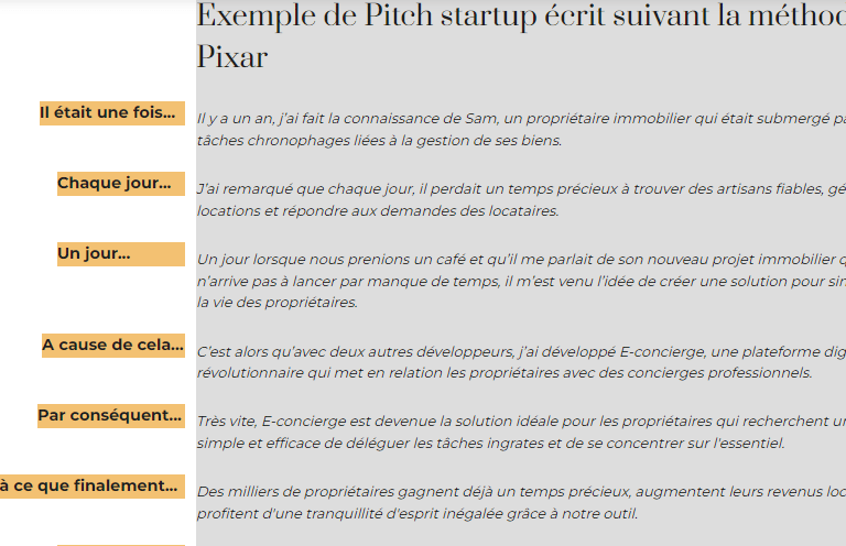Exemple de pitch écrit pdf