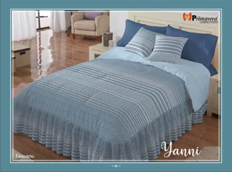 Edrecolcha azul modelo Yanni de la marca Colchas Primavera