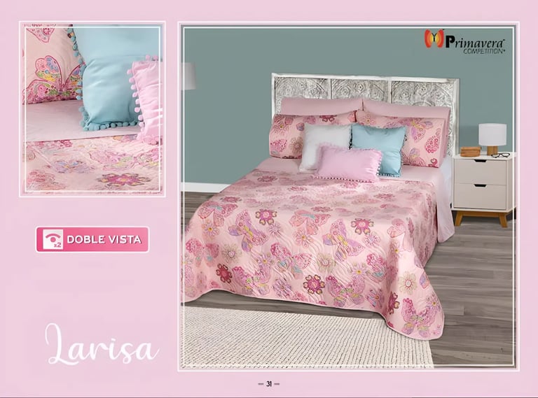 Edredón ligero rosa modelo Larisa de la marca Colchas Primavera