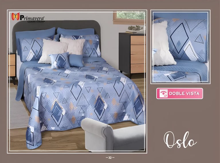 Edredón ligero azul modelo Oslo de la marca Colchas Primavera