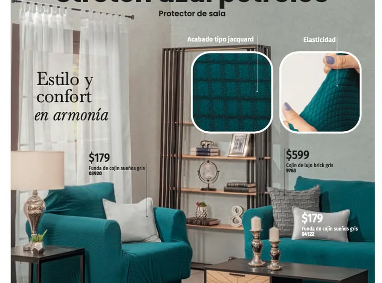 Funda de sillon modelo Stretch azul de la marca Intima hogar