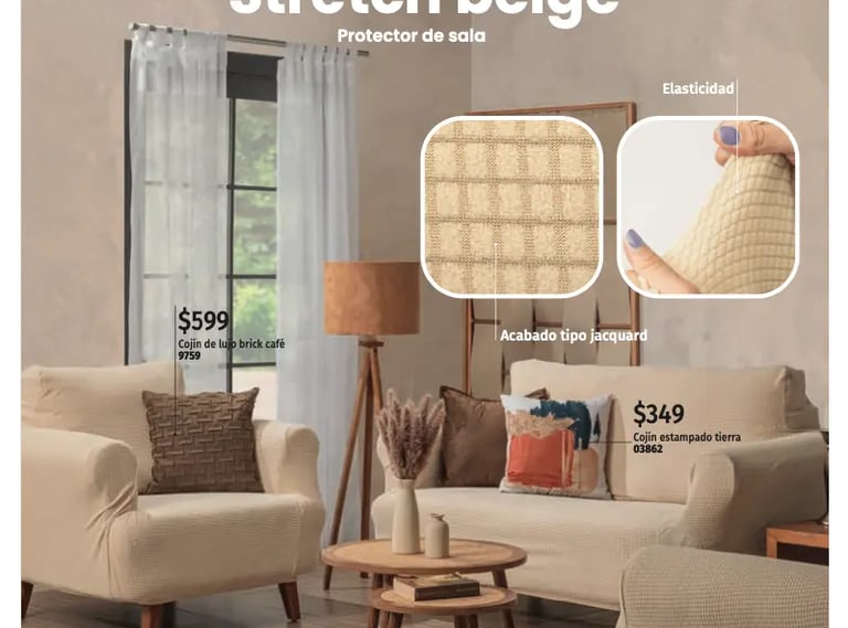 Funda de sillon modelo Stretch beige de la marca Intima hogar