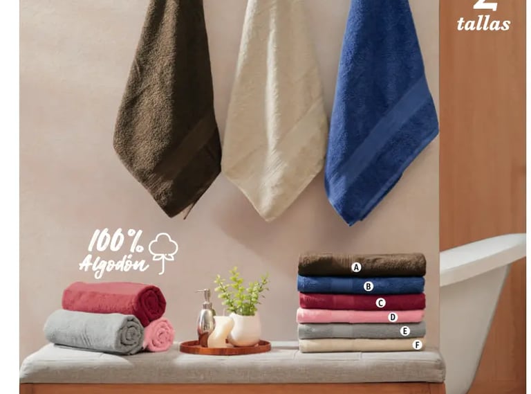 Toallas de multiples colores modelo Americana de la marca Intima Hogar