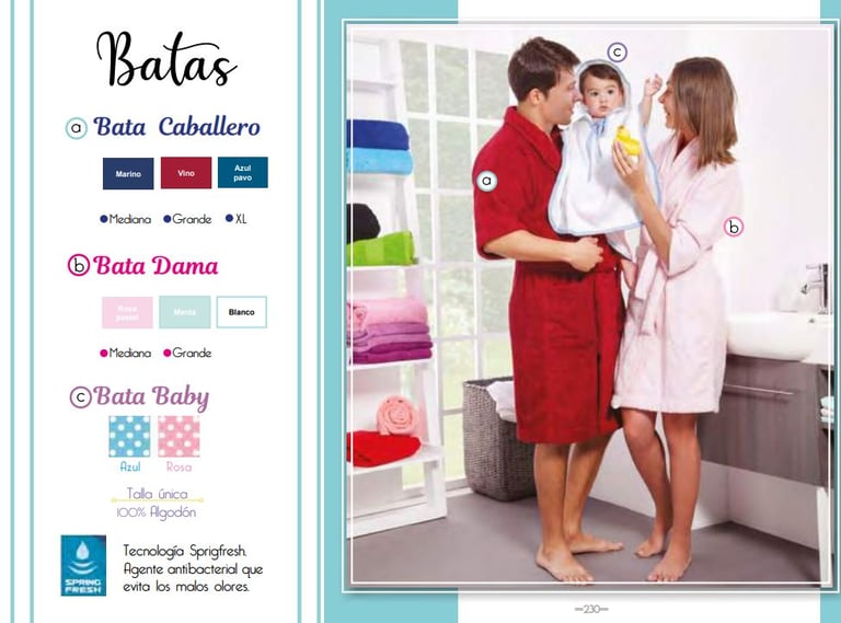 Batas de multiples colores y tamaños modelo Batas de la marca Colchas Primavera