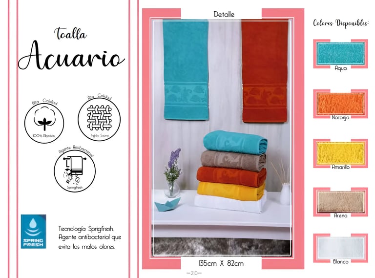Toallas de multiples colores modelo Toallas Acuario de la marca Colchas Primavera