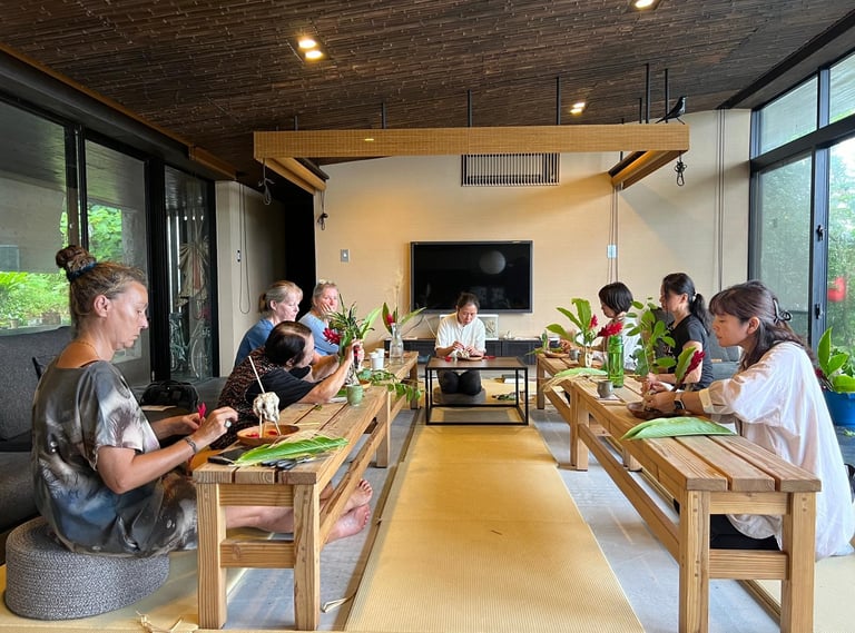 Participants engaging in a community workshop during the 'Starlit Ethnobotanical Wonders' project at Ma Umi Residencies