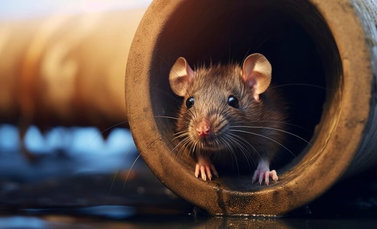 rato em esgoto