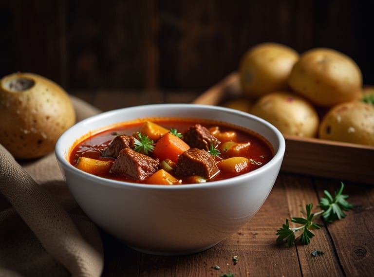 Goulash (Hungarian beef soup with paprika and vegetables)/Gulyás