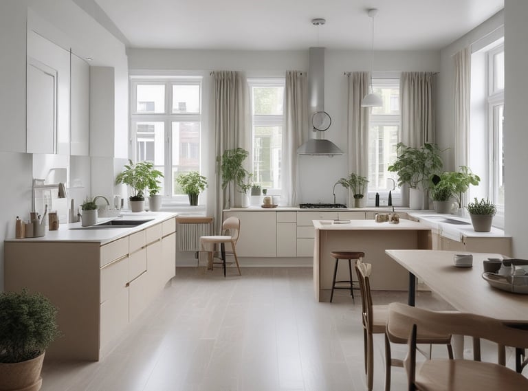 a man riding a skateboard down a street next to tall buildings