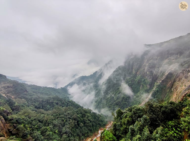 Wahkaba Falls Vanish into the Deep Valley Draped in Mist.