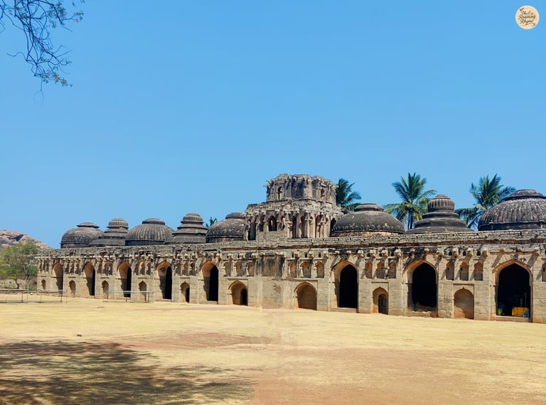 Elephant Stables in Hampi - symmetrical domes that once housed royal giants.